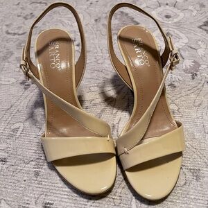 Franco Sarto Ivory/Beige Strappy Sandals Wedge Heel Size 7